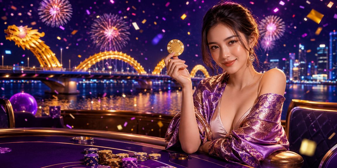 Không khí game bài về đêm tại Đà Nẵng với ánh đèn neon sống động