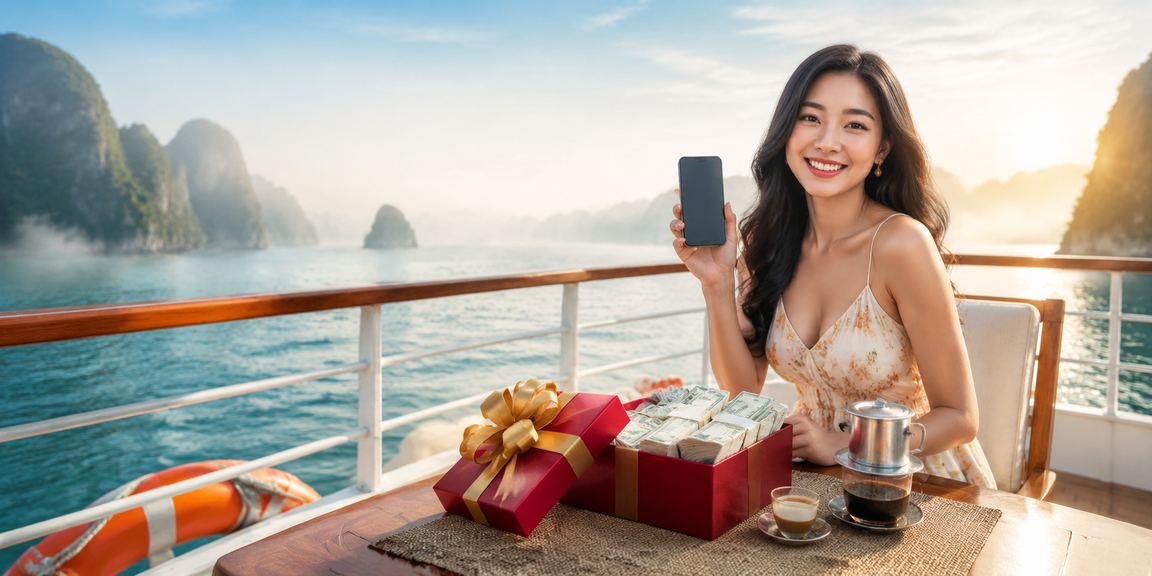 Người dùng xem kèo thể thao trên điện thoại tại Hạ Long Bay
