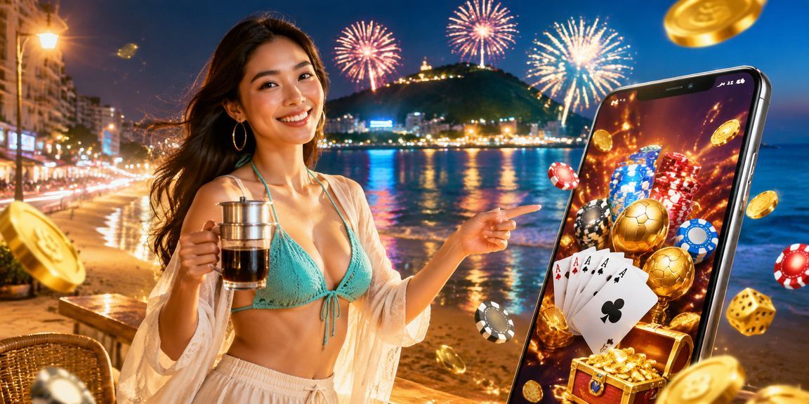 Người chơi game bài tại Vũng Tàu bên cốc cà phê buổi chiều cuối tuần